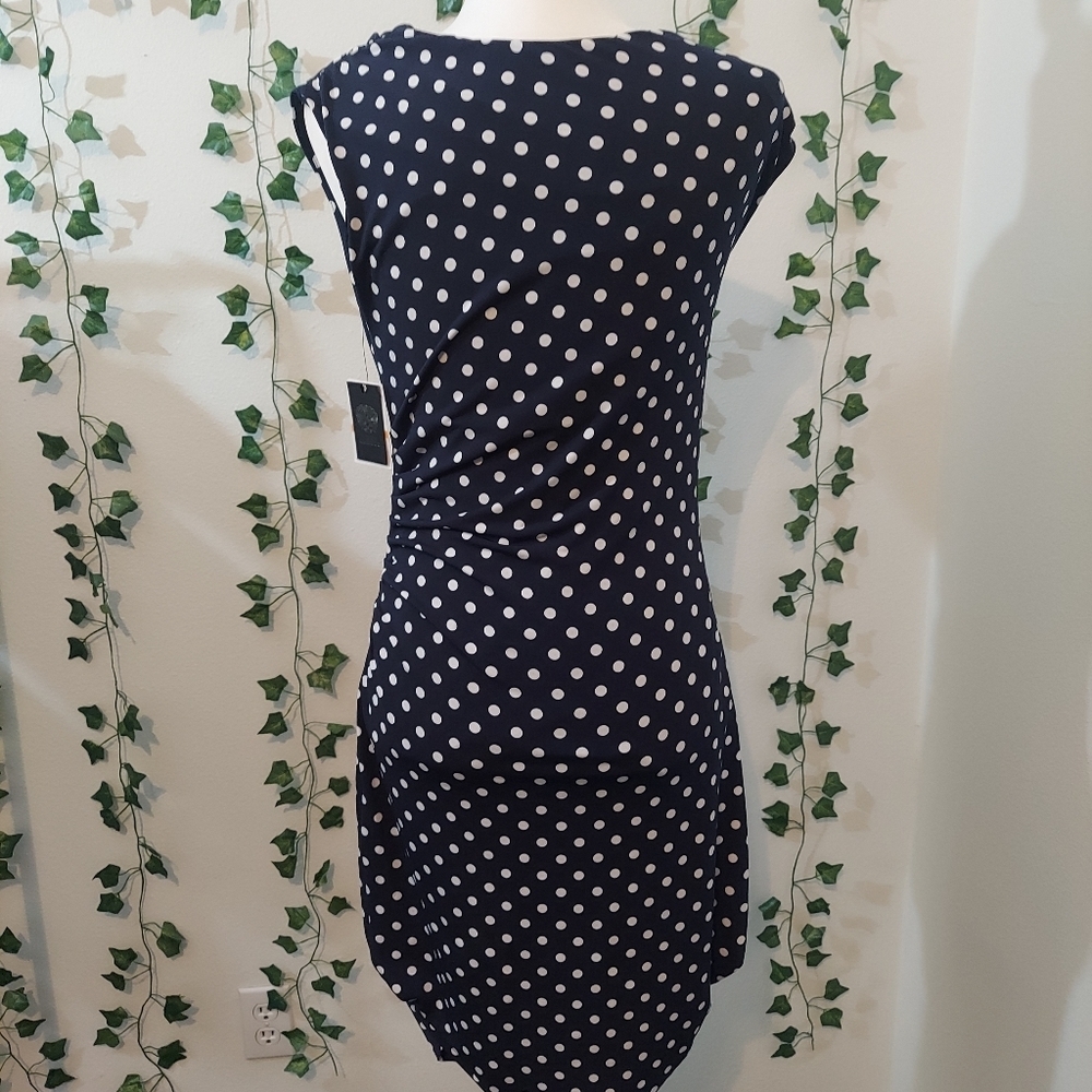 Vince Camuto NEW Polkadot Dress Navy Small - Picture 3 of 11